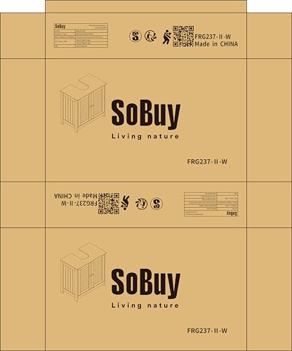 سو باي غطاء وحدة فانيتي للحمام من FRG237-II-W - 2 باب ورفين بالداخل - ابيض، خشب مُصنع