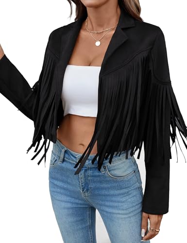 MATEAM Faux Suede Leather Jacket Women Tassel...