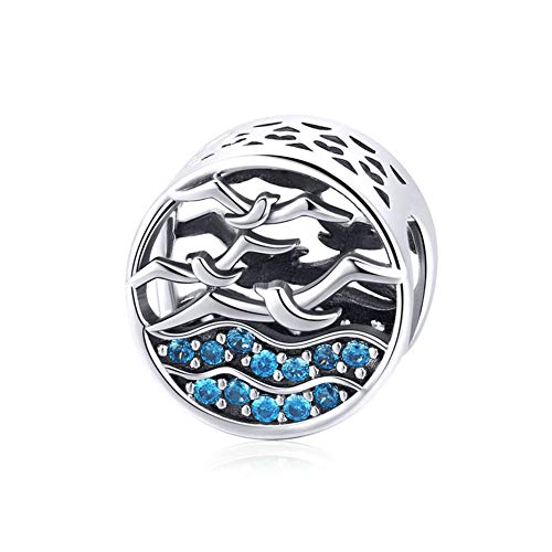 LAMOONY Sea Gull Charm 925 Sterling Silver Dog Charm Dinosaur Charm Spider Charm Cat Charm Animal Charm Dolphin Charm Mouse Charm for Pandora Charm Bracelet (Sea Gull)