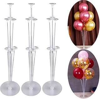 Balloon Stand Holder Kit 3 Set Column Stand Kits Decoration Clear Table Desktop Support Holder Balloons Stick Tree for Birthday Wedding Anniversary Graduation Wedding Party Supplies