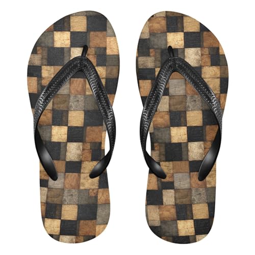 Flip Flop Sandals Wood Texture Print for Women Men Beach Outdoor XS