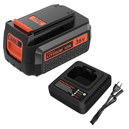 LBXR36 36V ~ 40V 2.5Ah Batterie de Rechange pour Black Decker 36V Batterie BL2536 LBX36 LBXR36 LBXR2036 LBX2540 avec Chargeur remplacer pour Black Decker...