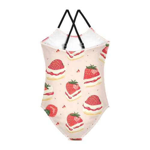 Girl's One Piece Swimsuit Strawberry Cake A Beach Bathing Swimwear2