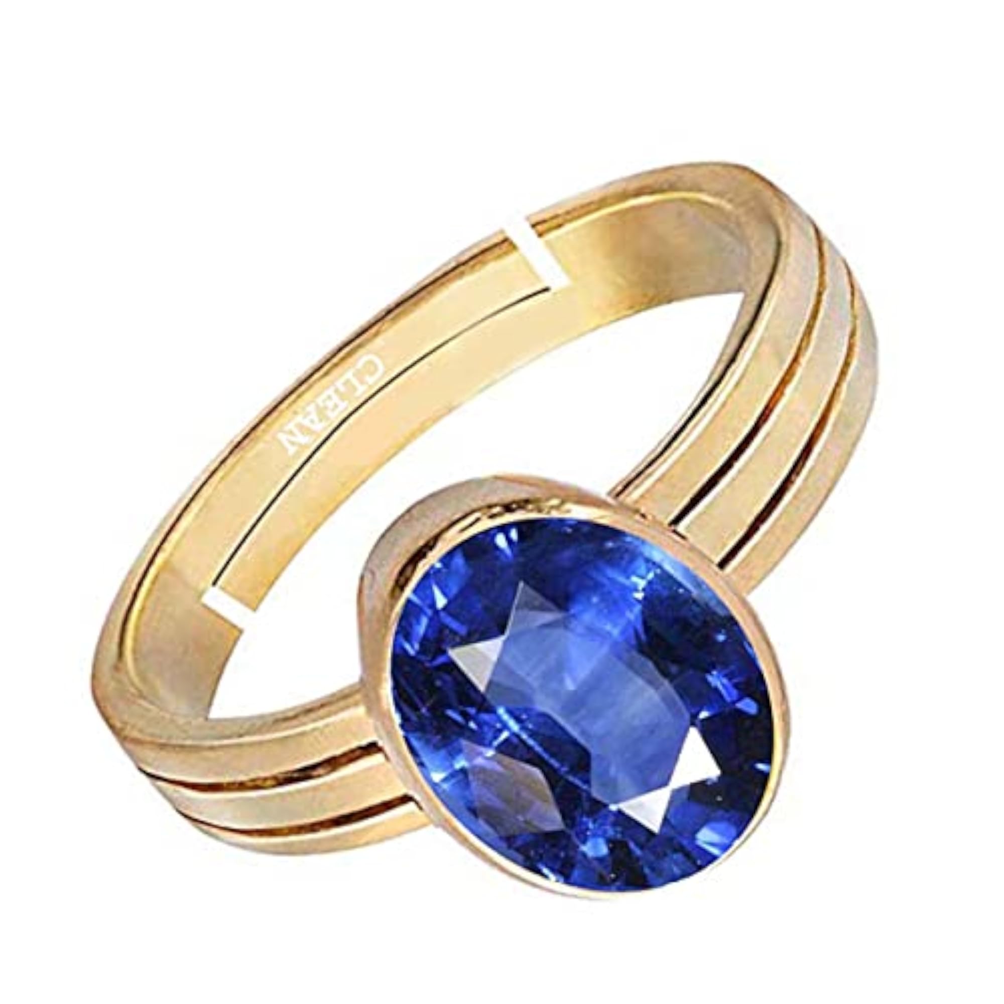 Women's Blue Sapphire Gold Plated Adjustable Ring, Astrological