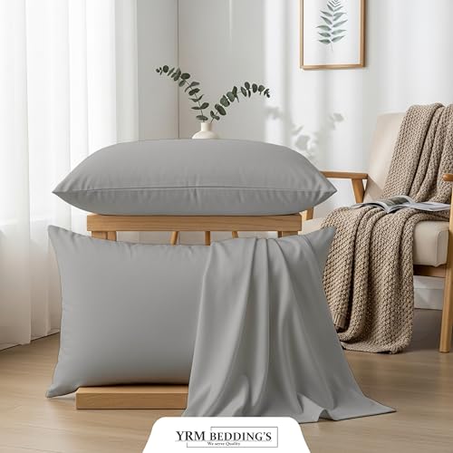 Image of YRM Bedding's - Egyptian Cotton 600TC Pillow Cover | Premium Pillowcases | Luxury Bedding-Export Collection | High Thread Count Durable & Breathable Covers - Silver Grey | [21''x36''] Inches