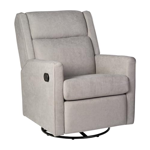 Sillón reclinable manual gris claro con base giratoria miniatura 3