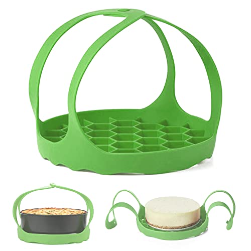 PFLYPF 1 pièce d'élingue à Steamer en Silicone, élingue à Vapeur antiadhésive Portable, Grille à Vapeur Anti-brûlure, élingue en Silicone pour autocuiseur, Accessoires de Cuisine Essentiels (Vert)