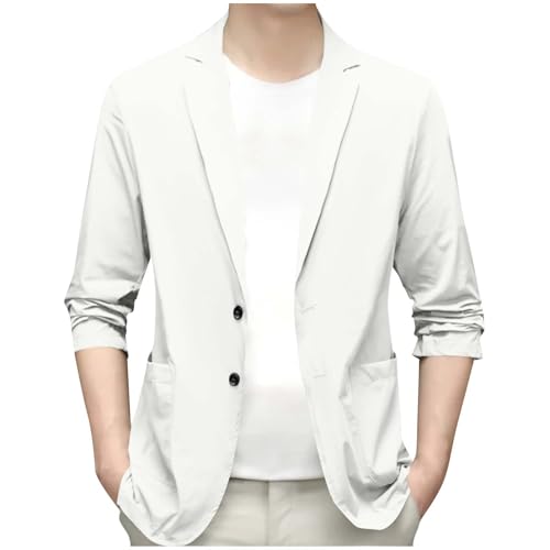Lightweight Suit Jacket Men - Men's Blazer Two Button Sports Coats Casual Big and Tall Office Wear with Pockets