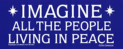 Image of Imagine All The People Living Life in Peace John Lennon Quote Large Car Bumper Sticker Locker Skateboard Window Decal 7.75-by-3.25 Inches (Vinyl Sticker)