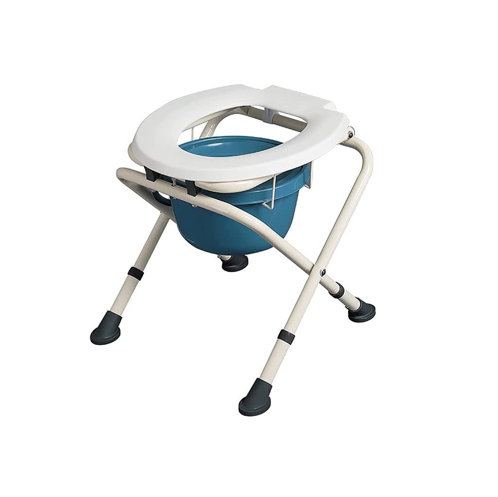 Gthtuhfd B Foldable Commode/Shower Chair Foldable Edside Commodes Chair,Stainless Steel Non-Slip Athroom Shower Chair,Portable Camping Toilet Chair,Height Adjustable Toilet Alternative Chair