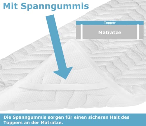 Meos® Gel-Schaum Topper 90x200cm für Matratzen & Boxspringbett - Made in Germany - hohes RG 50 - Bezug bis 60°C waschbar - Matratzenauflage (90 x 200 cm)