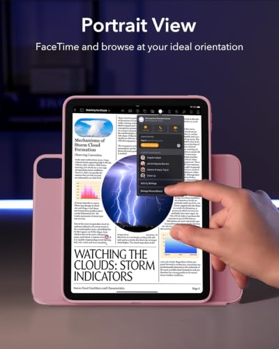 Image of ESR for iPad Air 11 Inch Case M4 /M3 /M2 (2026 /2025 /2024), iPad Air 5th /4th Gen Case (2022 /2020) 10.9 Inch, Removable Magnetic Cover, Adjustable Portrait /Landscape Stand, 9 Standing Angles, Pink