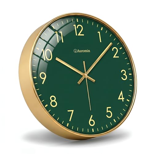 Image of Auromin Stylish Modern Wall Clock for Living Room Decor | Unique Analog Wall Watch for Bedroom, Kitchen, Office, Hall | Elegant Decorative Wall Clock for Home Interior Decoration Accessories Use