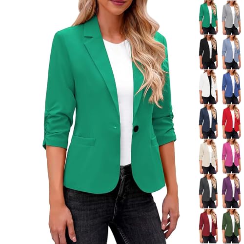 Blazers for Women Business Casual Lightweight 3/4 Sleeve Womens Blazer Fit Work Office Outfits with Padded Shoulder