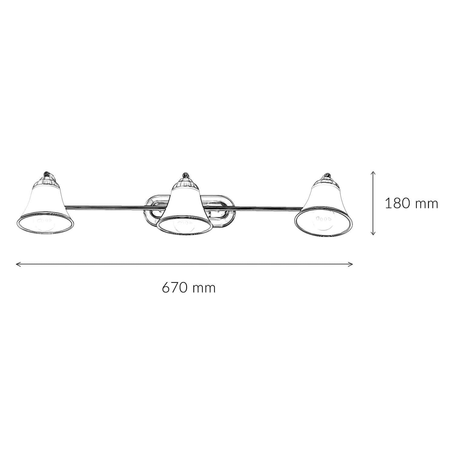 Licht-Erlebnisse Aplique Art Nouveau baño, bronce, aplique espejo, lámpara espejo, orientable, poco deslumbrante, cristal, 3 llamas, E14, A:70 cm, lámpara baño
