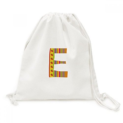 Sac à dos cordon motif fraise lettre E mignon pour voyage décontracté