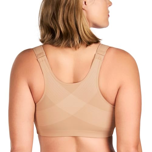 HSIA Posture Bras for Women - Front Closure Bra for Women No Underwire Back Support Plus Size Full Coverage Bra Toast