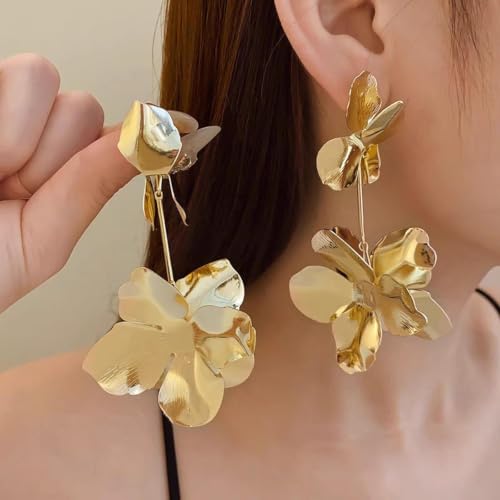 Boucles d'oreilles fleurs maxi style haute couture rétro - 2