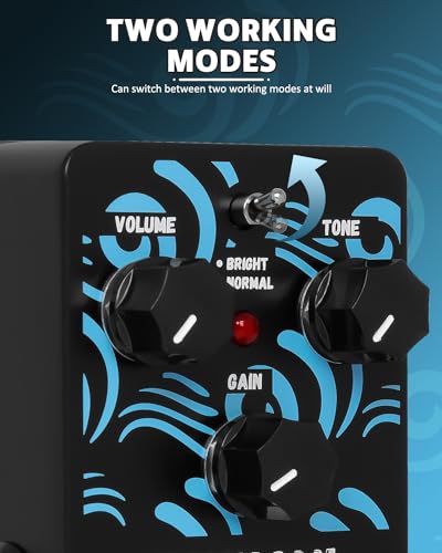 Image of STRICH TSUNAMI Overdrive Guitar Pedal, Blues Drive Vintage Overdrive Warm /Hot Modes, True Bypass for Electric Guitar, Black