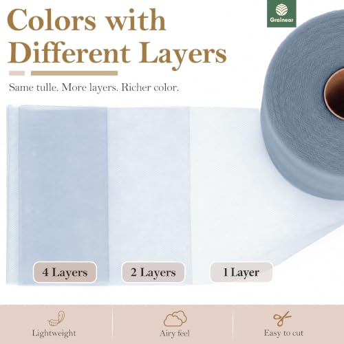 Image of Foggy Blue Tulle Fabric Roll 6 Inch x 100 Yards Tulle Ribbon