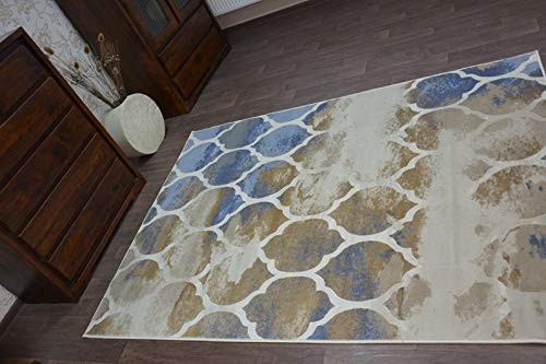 Tapis beige foncé et bleu clair Drop Jasmine 761 de 200x290 cm