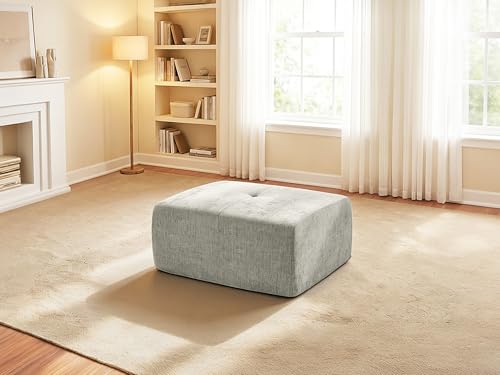 Image of 37 inch Oversized Boneless Couch, Comfort Cloud Sectional Couches for Living Room, Modular Sofa High Back & Extra Deep Seat, No Assembly, Soft Chenille Fabric (Light Grey, 37 inch-Single Ottoman)