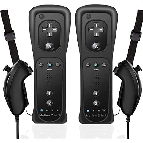 Surnous 2 STK 2in1 Remote Controller für Wii mit Motion Plus und Nunchuck,Wireless Fernbedienung für Wii Remote Game Control mit Motion Nunchuck für Wii Controller Gamepad (Controller Black) Cover