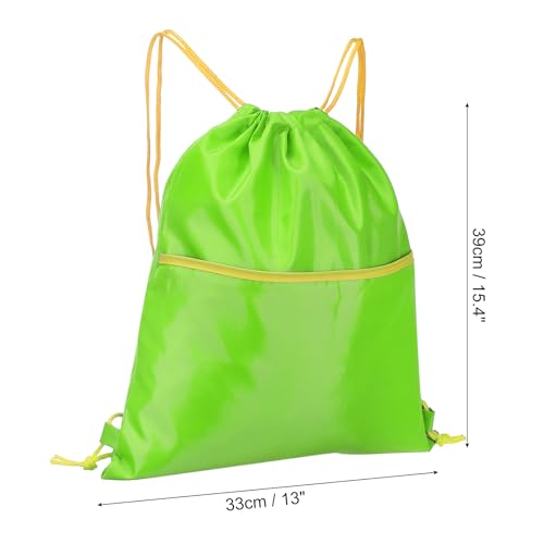 Drawstring Backpack Bag, Drawstring Gym Bag String Backpack with W Zipper Side Pocket for Women Men, Green2