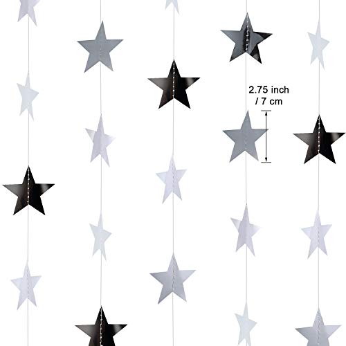 Image of Patelai Glitter Star Garland Banner 2026 Party Decor 130 Feet Star Hanging Streamers Twinkle Backdrop for Classroom Birthday Graduation Wedding Supplies(Silver)