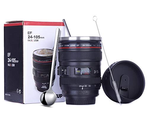 Poxiwin Camera Lens Coffee Mugs,Stainless Steel Camera Lens Cups,Unique Gift Idea For Photographers,Novelty Coffee Mugs For Home Supplies,Birthday,Xmas #TOP1