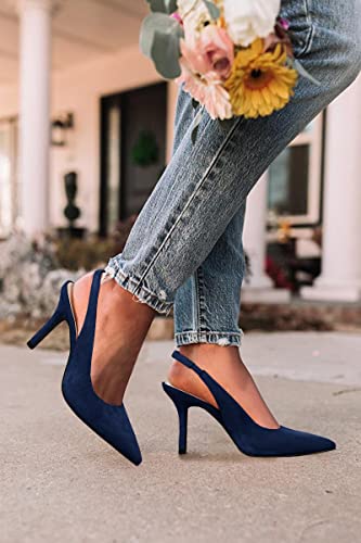 Image of Womens Slingback High Heels Pointed Toe Slip On Dress Shoes | Closed Toe,Stiletto Heels,Women's Pumps,Dressy Casual,Party,Wedding,Prom,Work Shoes,Going Out
