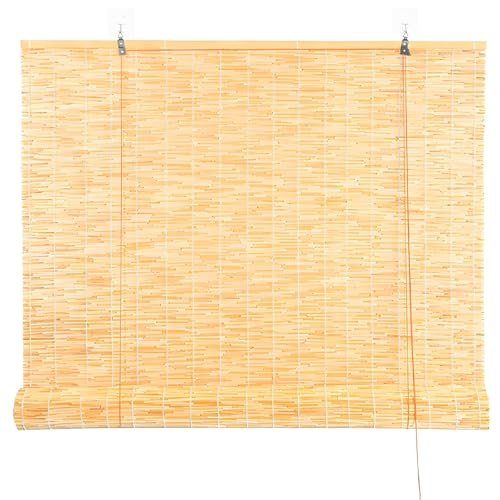 Persiana Enrollable De Bambú A Medida, Sin Cordón, para Terraza Y Exterior, Filtro De Luz, Ancho 45 50 60 80 100 120 150 180 Cm