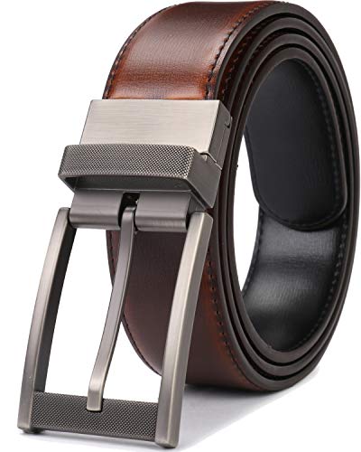 Image of Belts for Men Reversible Leather 1Piece (not 2) 1.25 inch Waist Strap Fashion Dress Buckle Beltox