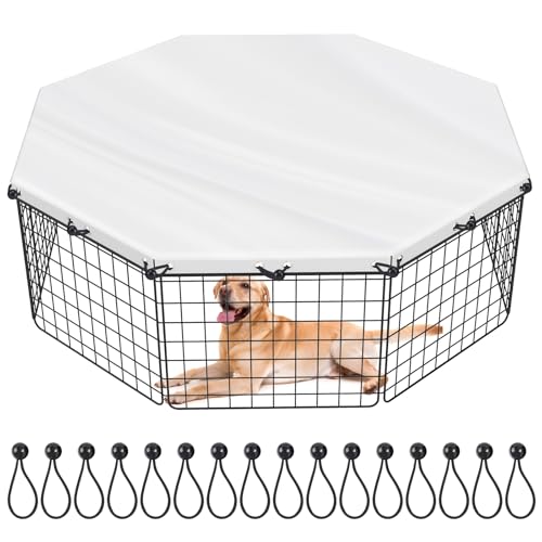 8 Panel 24 Inch Dog Playpen Cover Dog Pen Cover Cover for Dog Playpen Suitable for Octagon Metal Exercise Pet Pen can Rain Proof Shade with Sixteen Rope Knots