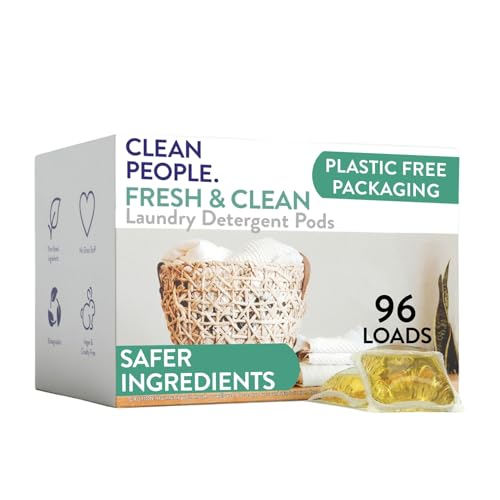 The Clean People Laundry Detergent Pods – Hypoallergenic Laundry Pods – Ultra Concentrated, Recyclable Packaging, Stain Fighting – Fresh Scent, 96 Pack