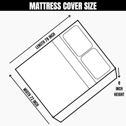 Image of Bed Cover,Mattress Cover, Cotton Mattress Protector Bed Covers with Zip /Chain - Cotton King Size Red Line -(78 * 72 * 8 Inches) 6.5 * 6 feet
