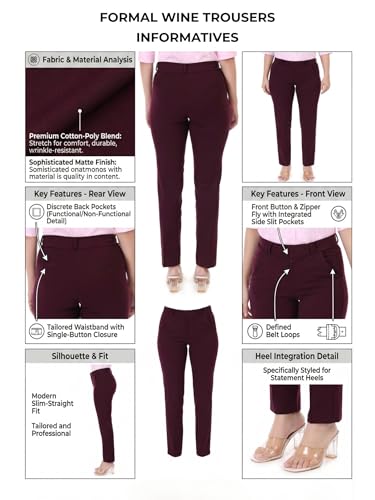 Image of modny Formal Trousers for Women Premium Polycotton, Regular Fit, Straight Pant for Girls | Ideal for Office, College & Professional Wear