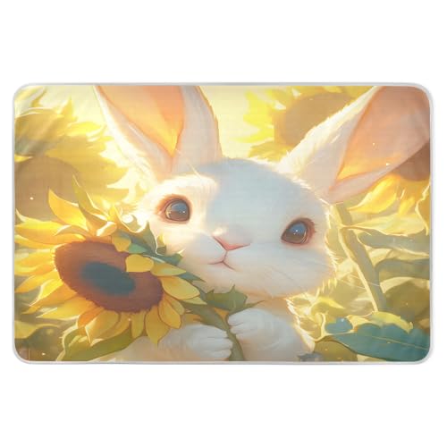 CEBUGI 34” x 52”Washable Underpads Heavy Absorbency Waterproof Incontinence Bed Pads Rabbit Sunflower Pee Pads for Adults Kids and Baby