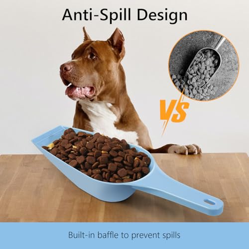 Image of Dog Food Scoop, 2 Cup Capacity Dog Food Scoop With Measuring Lines For Dog, Puppy and Cat Coffee Bean Scoop, Flour Scoop (Blue)