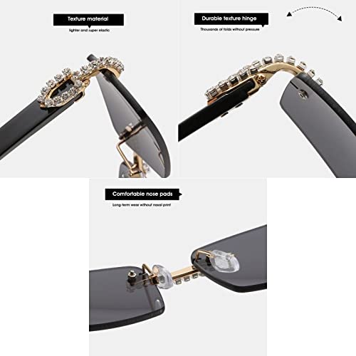 Lunettes de soleil femmes mode strass dégradé rectangle protection UV400 - 2