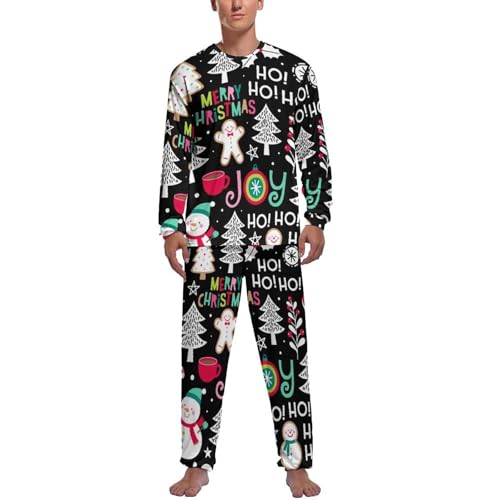 Pyjama homme pour Noël ensemble chaud de nuit pantalon et haut manche longue