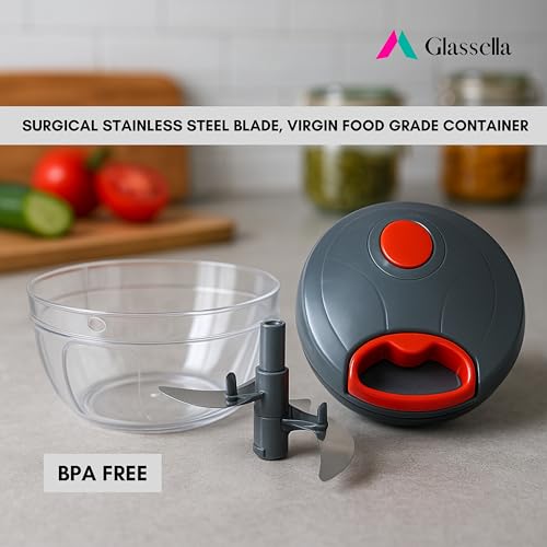 Image of Manual Chopper for Kitchen 450 ml | Onion Chopper Manual | Vegetable Chopper for Kitchen | Chopper for Kitchen Use (Grey)