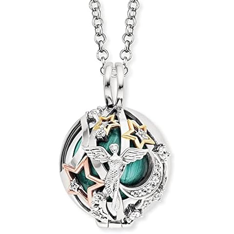 Engelsrufer Heaven Tricolor Klangkugel Anhänger, rhodiniert, gold & roségold, 925er Sterlingsilber Kette mit Zirkonia, verstellbar thumbnail