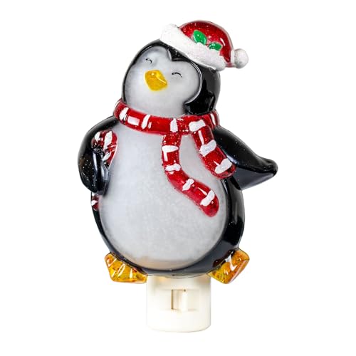 Image of Novelty Lights LED Lamp Penguin with Scarf Christmas Decoration Night Light with Swivel Plug