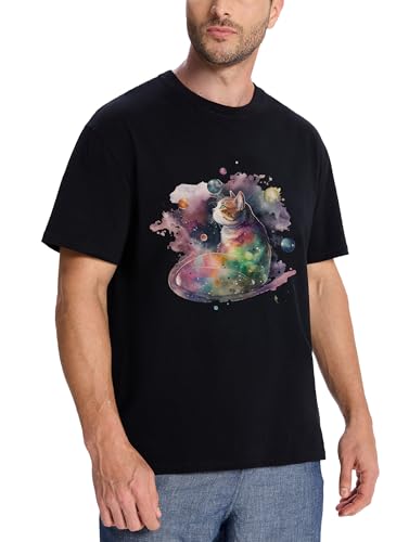 Men's 100% Cotton Short Sleeve T-Shirts Animal Inkjet Print Loose Fit Crew Neck Tops Cool Graphic3