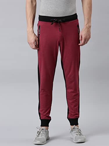 Image of F A S O Men's Super Combed Cotton Joggers | Color Block Design | Comfort Fit | Drawstring | Casual, Gym & Lounge Wear