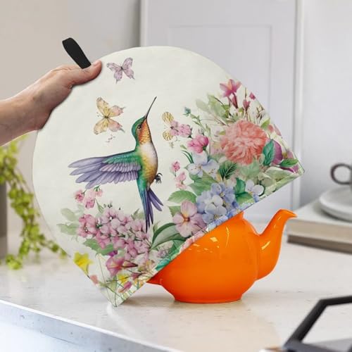 Image of Spring Floral Hummingbird Teapot Cover Tea Pots Cozy Insulated Tea Cozies Teapot Dust Cover Kettle Cover for Home Kitchen Dining Room Decor