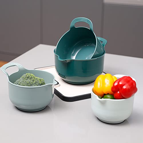Boxedhome 4 Pack Nesting Mixing Bowl With Pour Spout And Handle, Bpa Free Microwave & Dishwasher Safe(Green, 4 Pack With Handle) #TOP5