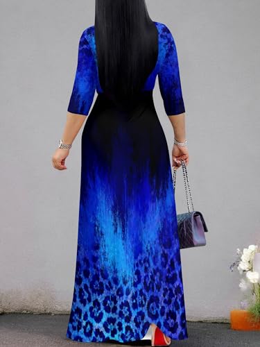Image of PinkPatty Plus Size Dresses for Curvy Women V Neck Flowy Long Sleeves Wrap Maxi Dress Travel Vacation Outfits