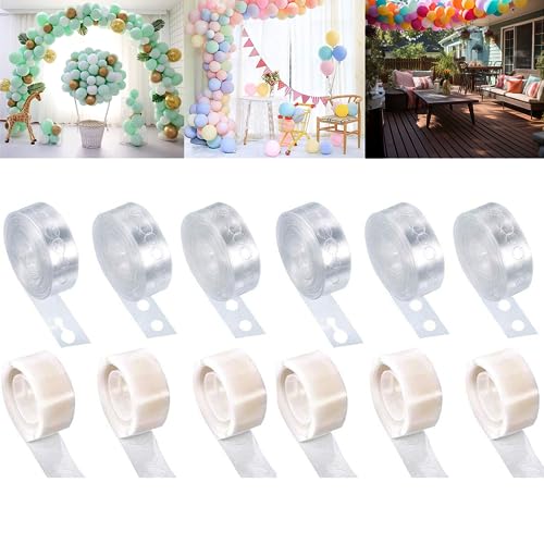 6 rotoli con colla e 6 fori, kit per palloncini per compleanno, matrimonio, battesimo, laurea, decorazione per feste